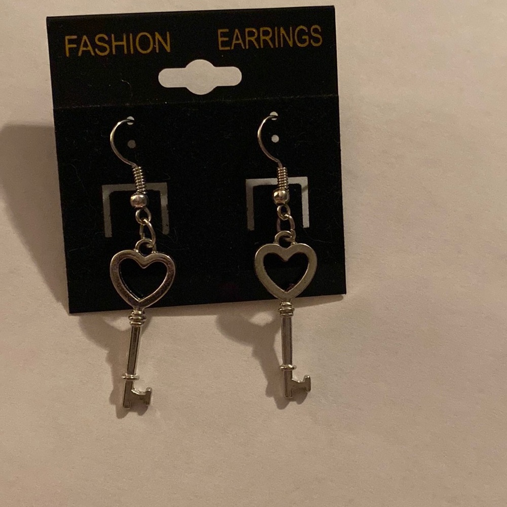 Heart Shaped Key Earrings